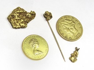 Coins and nuggets of gold