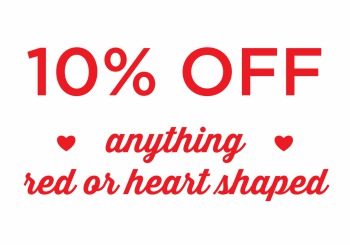 10% off red or heart shaped